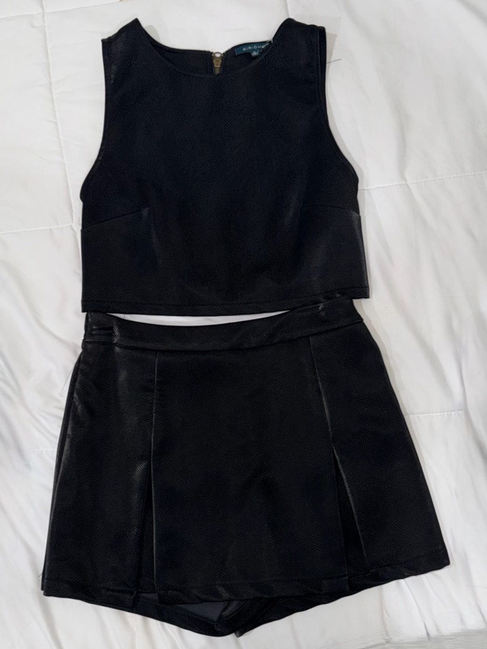 Black Two-Piece Crop Top & Skort Set